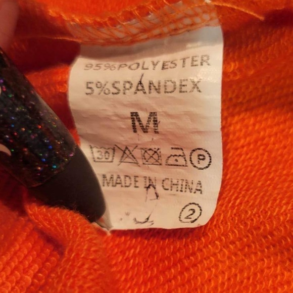 Leopard Print Striped Crew Neck Sweatshirt Tunic Navy Blue Orange Size Medium - Picture 4 of 4